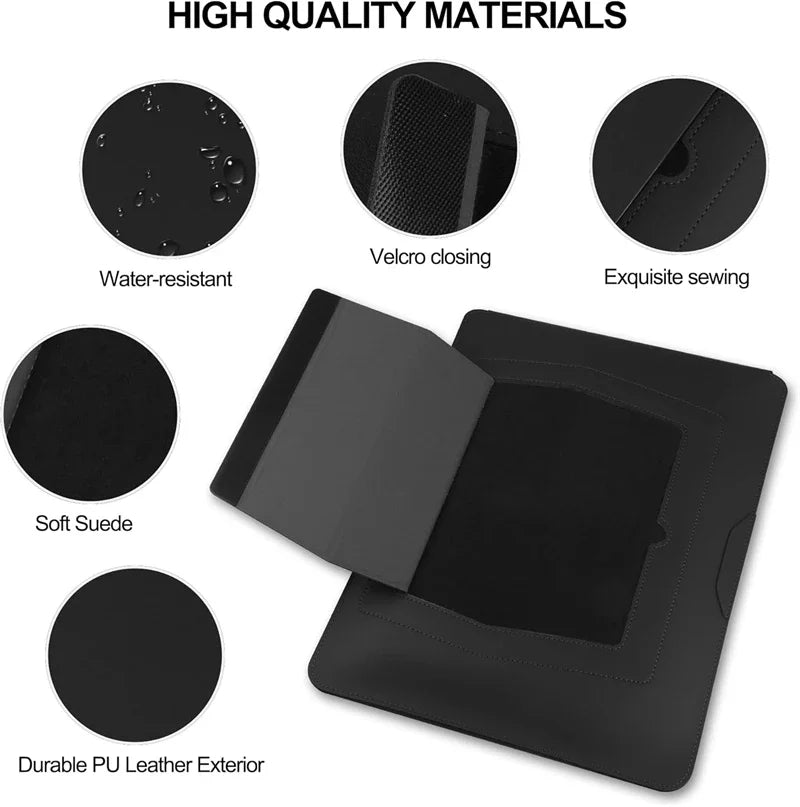 Portable Leather Laptop Sleeve Case Bag for Macbook Air 12 13 14 15 16 Inch M5 M4 M3 M2 Chip Mac Book Pro Adjustable Stand Cover