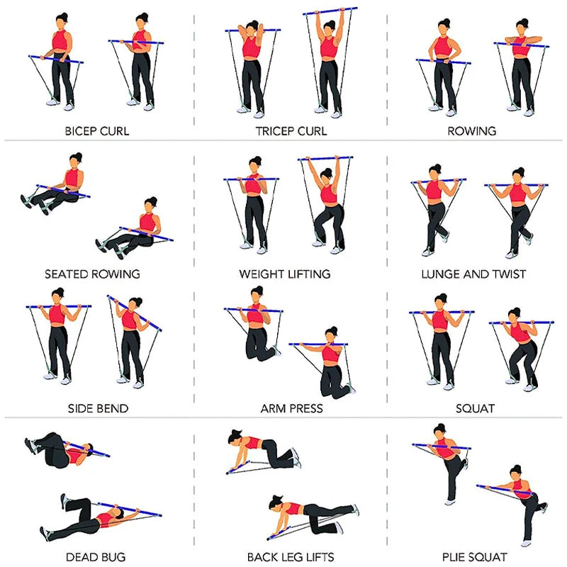 Pilates Stick Multi functional Fitness Stick Yoga Pilates Equipment Home Elasticity Exercise Training Hip Pulling Rope