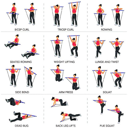 Pilates Stick Multi functional Fitness Stick Yoga Pilates Equipment Home Elasticity Exercise Training Hip Pulling Rope