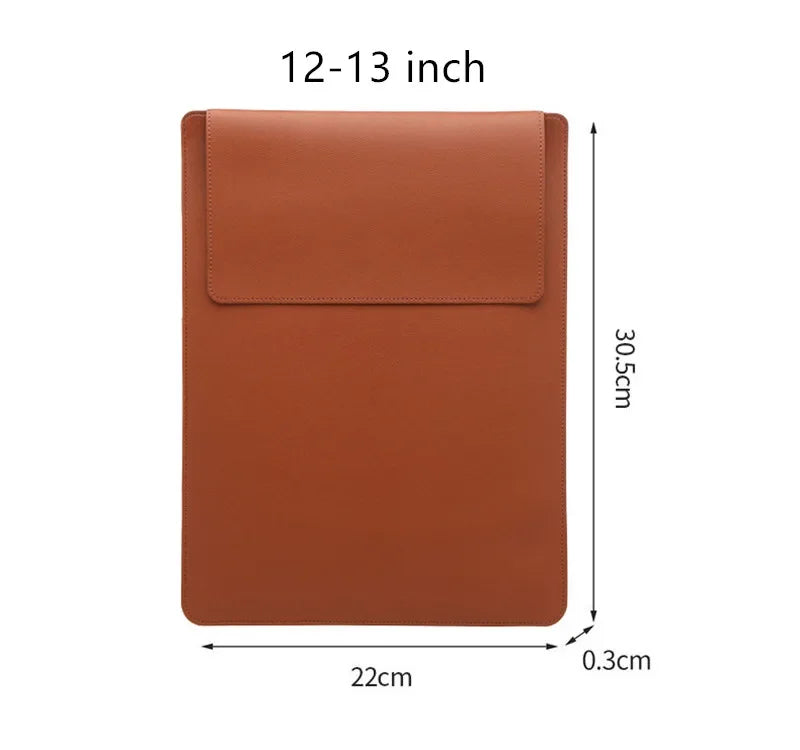 Portable Leather Laptop Sleeve Case Bag for Macbook Air 12 13 14 15 16 Inch M5 M4 M3 M2 Chip Mac Book Pro Adjustable Stand Cover