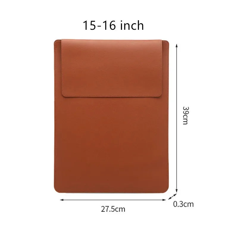 Portable Leather Laptop Sleeve Case Bag for Macbook Air 12 13 14 15 16 Inch M5 M4 M3 M2 Chip Mac Book Pro Adjustable Stand Cover