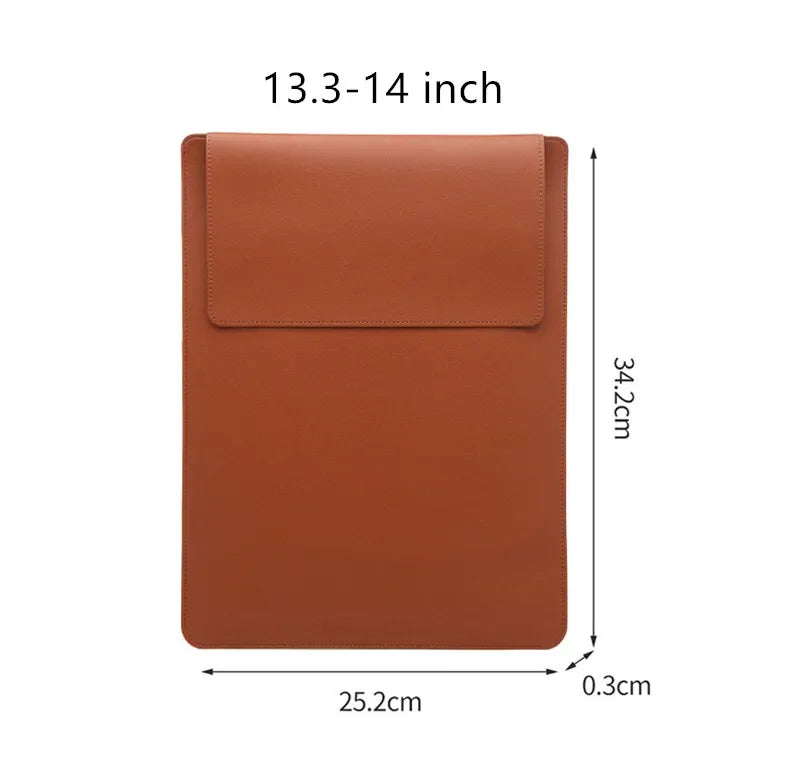 Portable Leather Laptop Sleeve Case Bag for Macbook Air 12 13 14 15 16 Inch M5 M4 M3 M2 Chip Mac Book Pro Adjustable Stand Cover