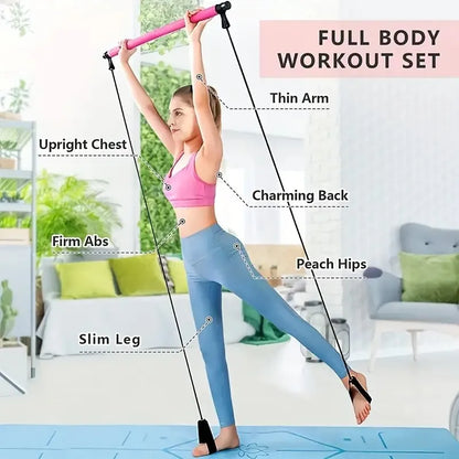 Pilates Stick Multi functional Fitness Stick Yoga Pilates Equipment Home Elasticity Exercise Training Hip Pulling Rope